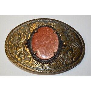 Elegant Gold and Brown Floral Belt Buckle